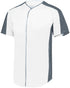 Augusta Sportswear Full-Button Baseball Jersey (1655), Color 'White/Graphite'